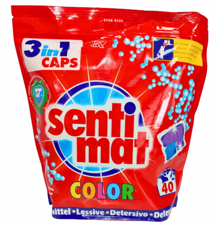 Капсули для прання Sentimat Color 40 Caps рідкий гель у розчинних капсулах від 20°C до 60°C