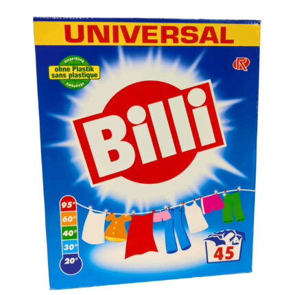 Універсальний засіб для прання всіх типів тканин пральний порошок Billi 3 кг 45 прань Washing Powder (Німеччина)