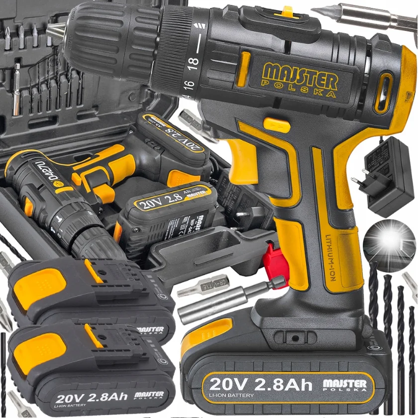 Фото Акумуляторний шурупокрут Majster Polska 20V + 2 батареї 2,8А·год (Польща) Антоімпорт