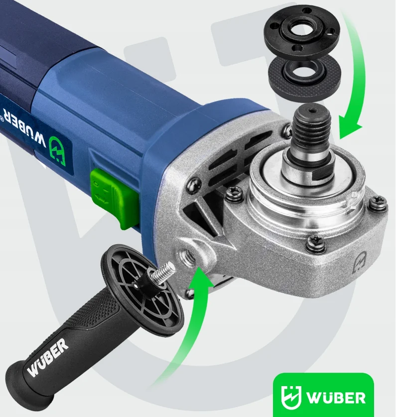 Болгарка (кутова шліфувальна машина) Wuber 1600Вт 125мм + набір 10 дисків 125мм (Польща) гарантія Антоімпорт