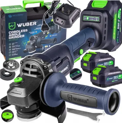 Фото Болгарка (вуглецева шліфмашина) Wuber + 2 акумулятори + зарядний пристрій DIAX (Польща) Антоімпорт