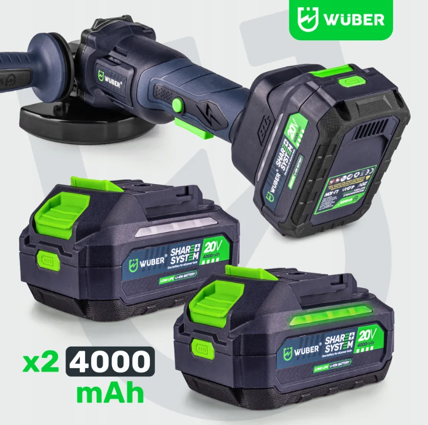 Болгарка (вуглецева шліфмашина) Wuber + 2 акумулятори + зарядний пристрій DIAX (Польща) оригінал Антоімпорт