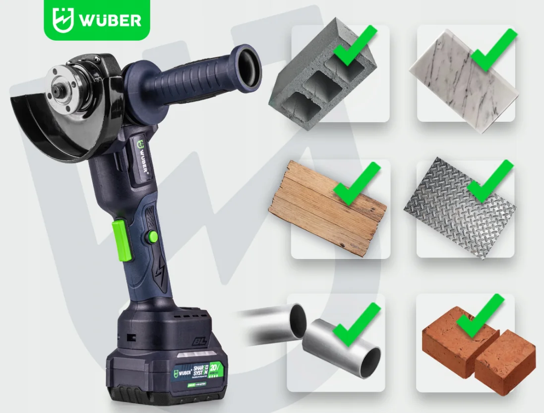 Польща Болгарка (вуглецева шліфмашина) Wuber + 2 акумулятори + зарядний пристрій DIAX (Польща) офіційний Антоімпорт