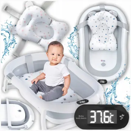 Дитяча ванна складана з подушкою, термометром Hanert KinderBad Grey Антоімпорт