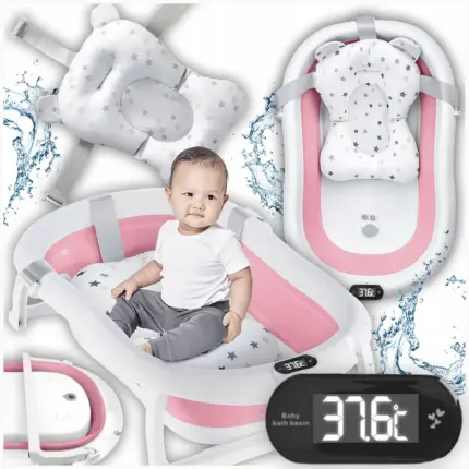 Дитяча ванна складана з подушкою, термометром Hanert KinderBad Pink Антоімпорт