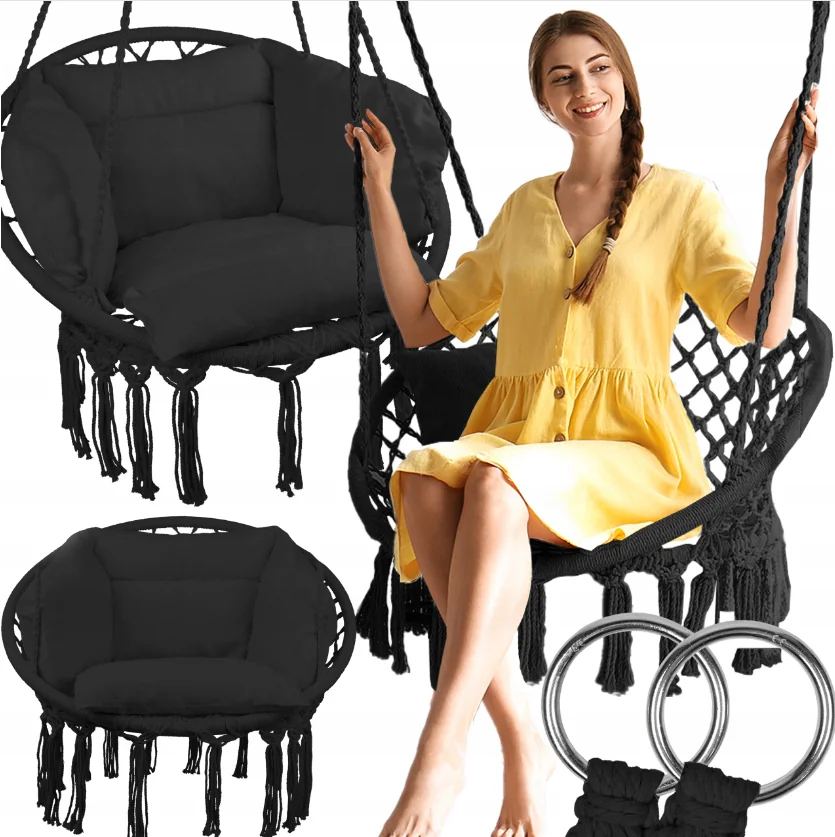 Фото Гойдалка підвісна гніздо лелеки MalTec 60см 150кг чорна (Польща) Антоімпорт