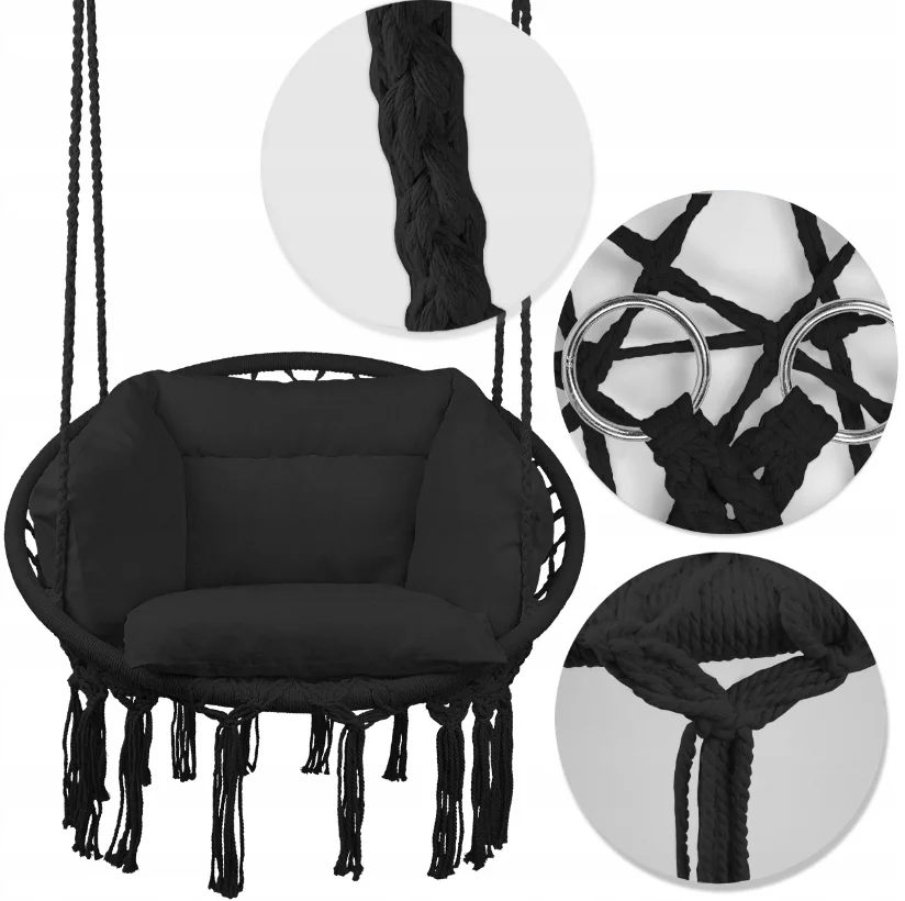 підвісне крісло-гніздо чорне Антоімпорт