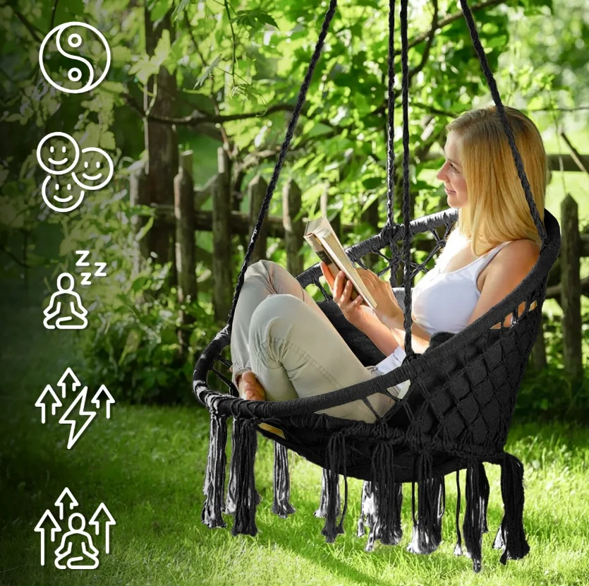 Гойдалка підвісна гніздо лелеки MalTec 60см 150кг чорна (Польща) гарантія Антоімпорт