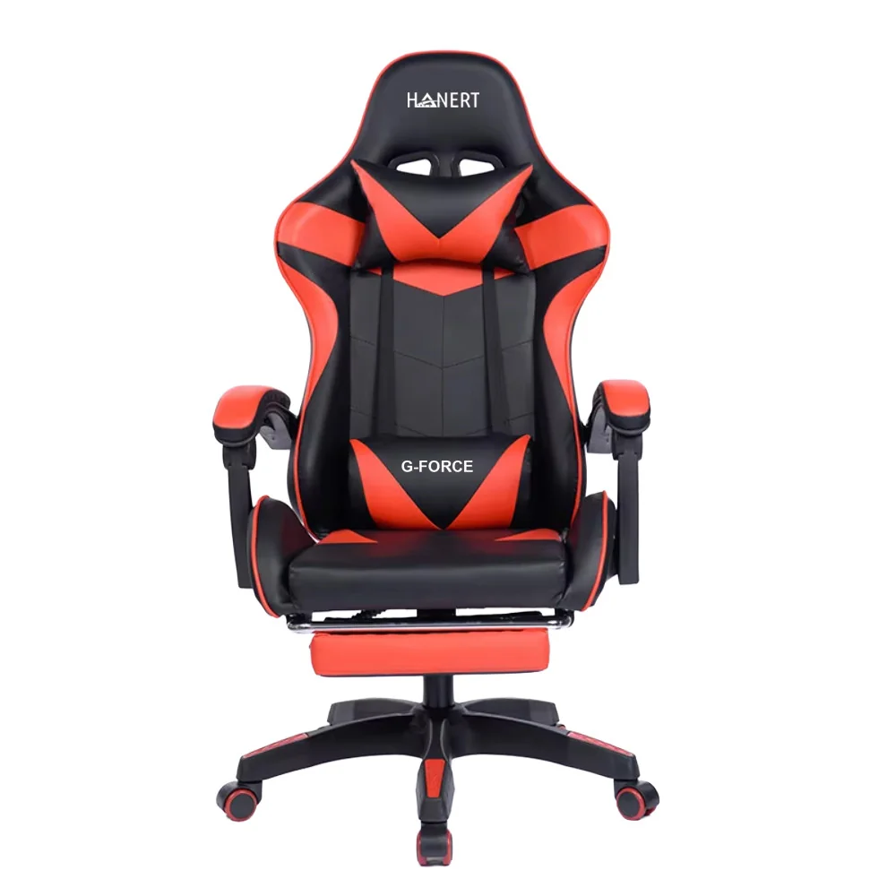 Фото Крісло геймерське з підставкою для ніг Hanert G-Force Black/Red Антоімпорт