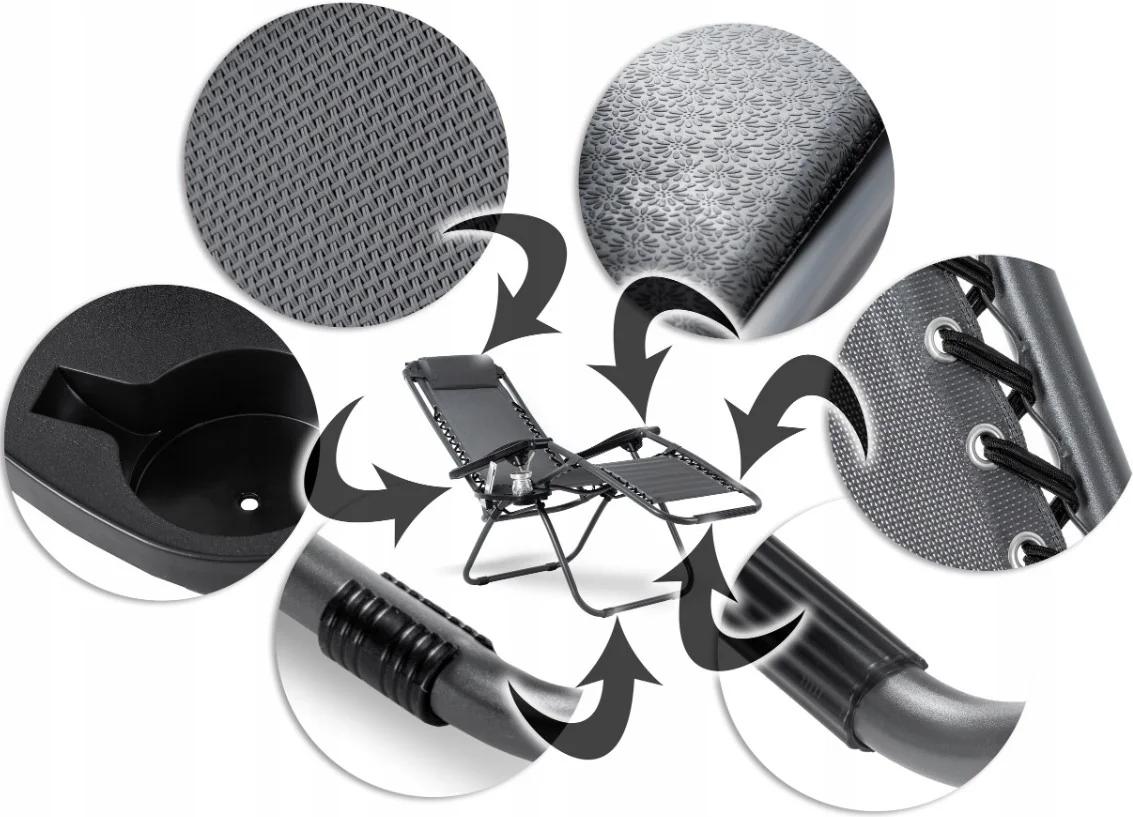 Польща Крісло шезлонг комплект 2 шт. Diego 173 см + підсклянник (Польща) офіційний Антоімпорт