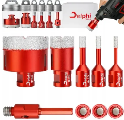 Набір алмазних коронок з адаптером Delphi 6-68мм 5шт. (Польща) Антоімпорт