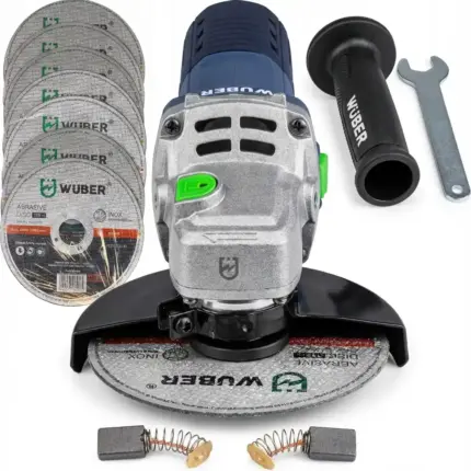 Болгарка (кутова шліфувальна машина) Wuber 1600Вт 125мм + набір 10 дисків 125мм (Польща) Антоімпорт