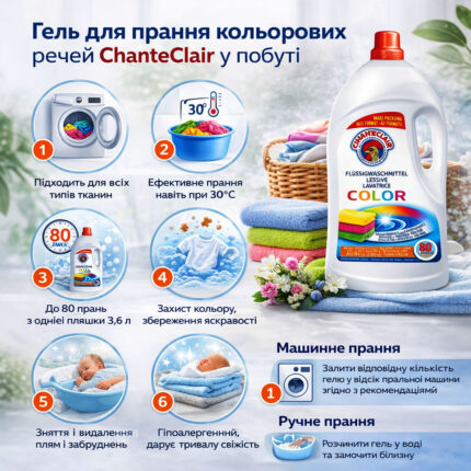 Гель для прання кольорових речей ChanteClair 3.6л 80 прань