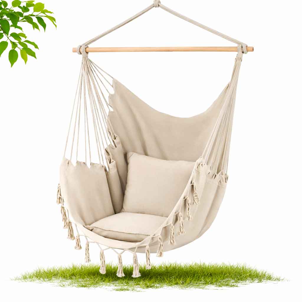 gamak1 Підвісне крісло-гамак Gardlov бежевий 20938 — комфортний відпочинок вдома та на природі